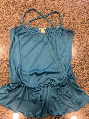Candie's Teal Blue Ruffled Hem Tank